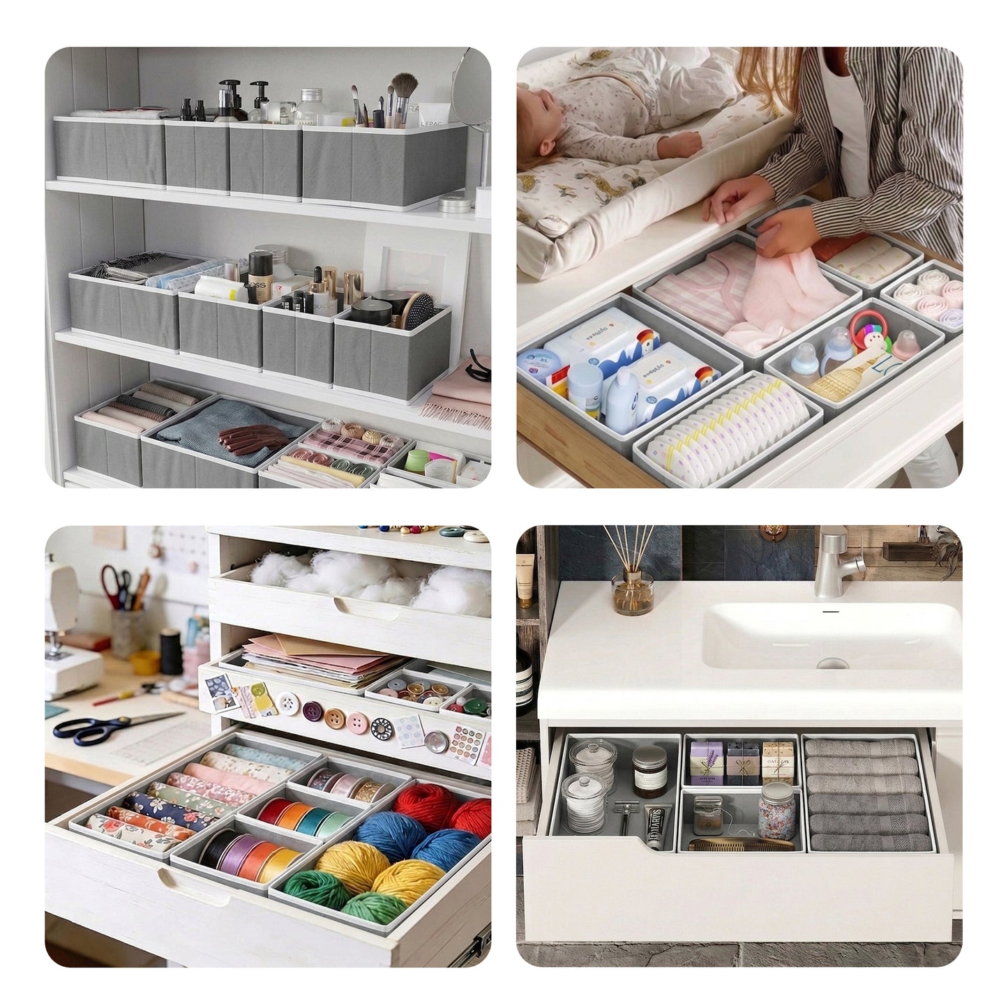 Cheer Collection 12-Piece Foldable Fabric Clothes Drawer Organizer Set
