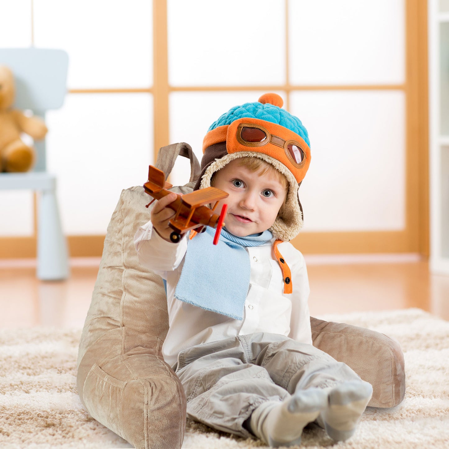 Cheer Collection Kids Size Reading Pillow with Arms for Sitting Up in Bed
