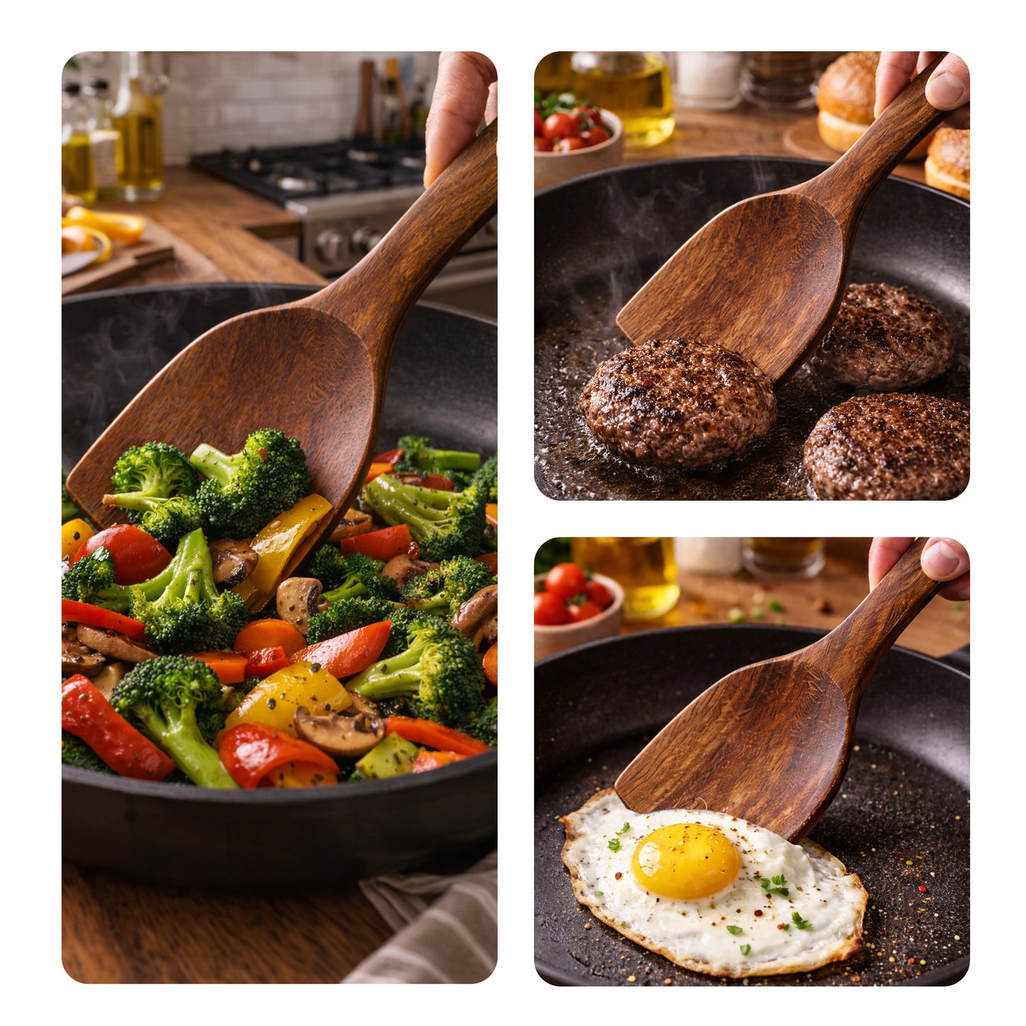 Cheer Collection Teak Wood Cooking Spatula for Nonstick Cookware with Smooth Finish