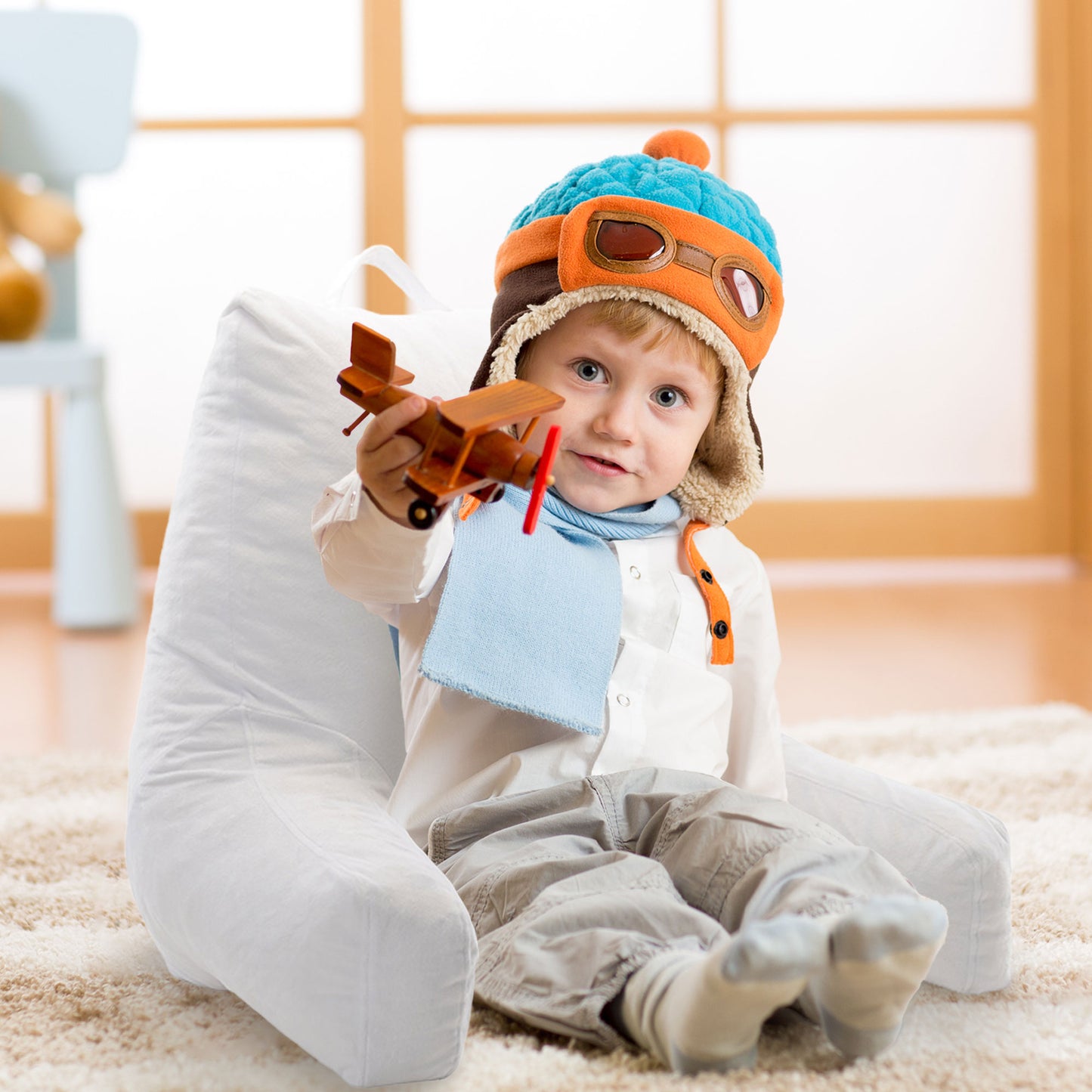 Cheer Collection Kids Size Reading Pillow with Arms for Sitting Up in Bed
