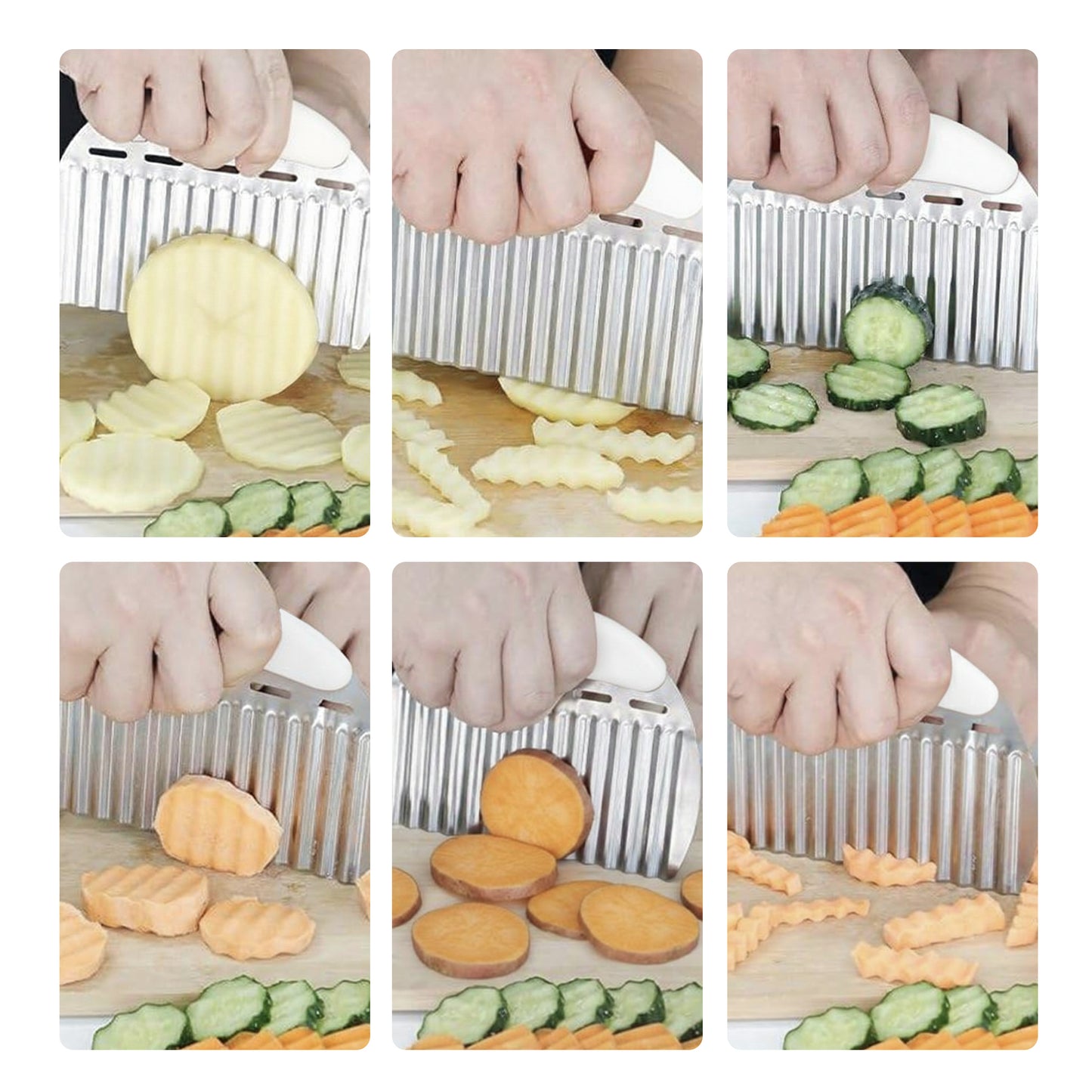 Cheer Collection Stainless Steel Crinkle Cutter for Wavy Fries and Vegetable Slicing