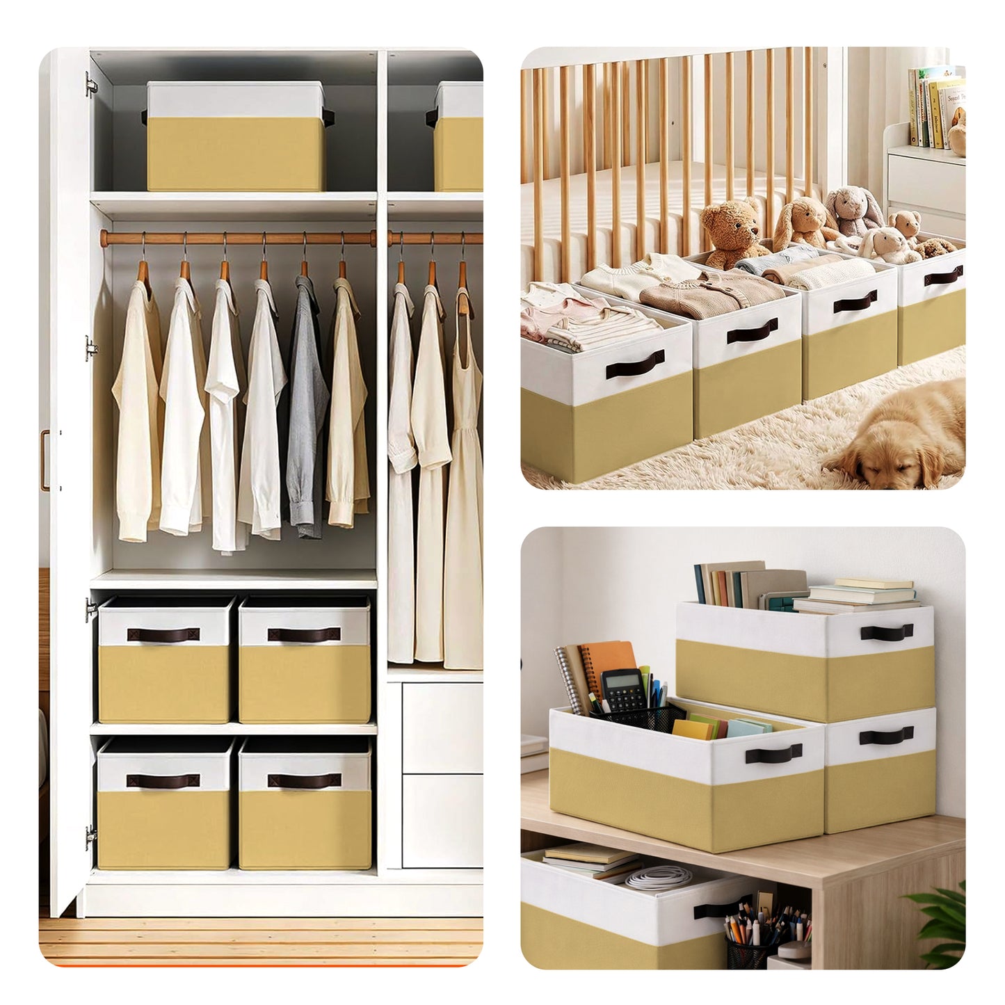 Cheer Collection 4 Pack Large Storage Baskets with Handles Collapsible Fabric Organizer Bins