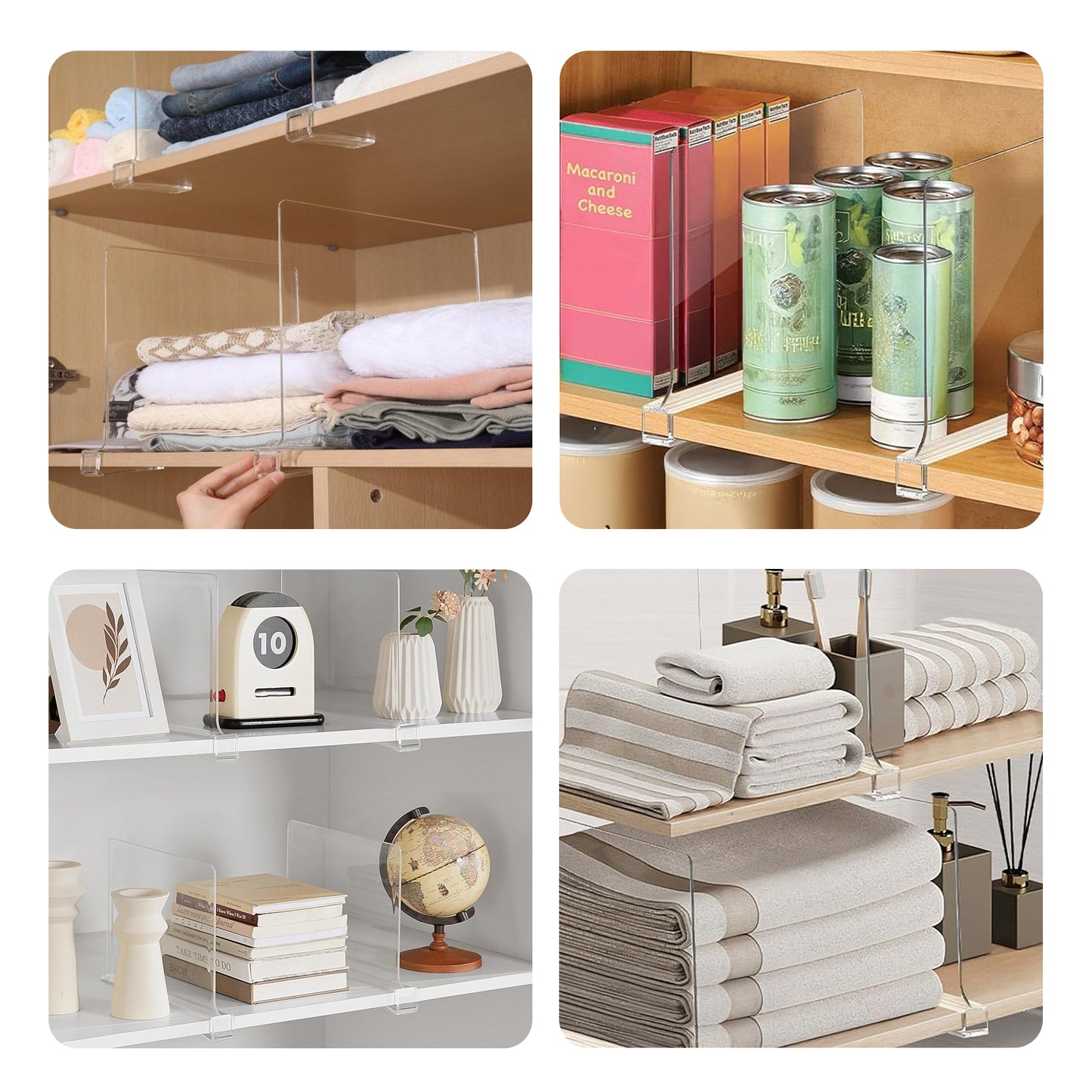 Cheer Collection Clear Shelf Dividers for Organized Closets & Shelves, Set of 6