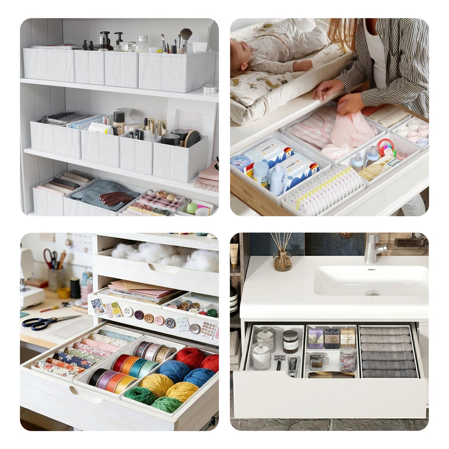 Cheer Collection 12-Piece Foldable Fabric Clothes Drawer Organizer Set