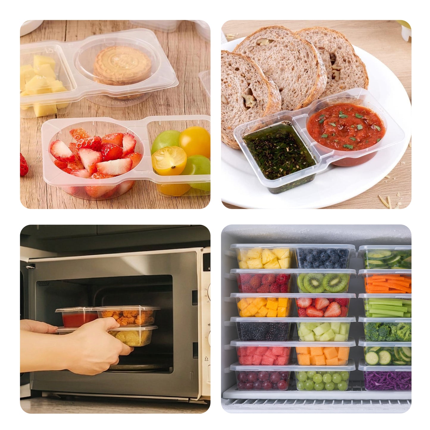 Cheer Collection BPA-Free Reusable Food Storage Containers with Dual Compartments and Lids