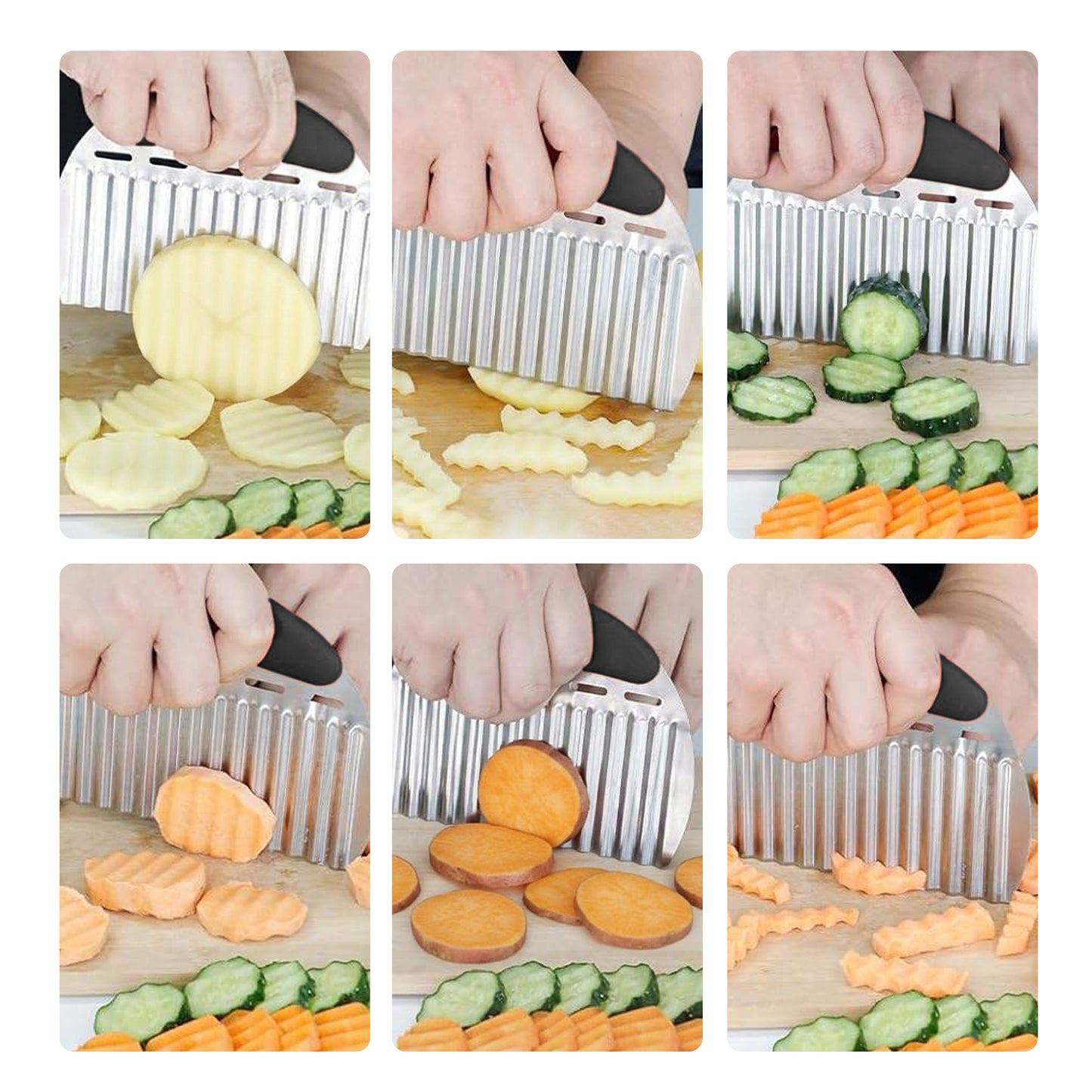 Cheer Collection Stainless Steel Crinkle Cutter for Wavy Fries and Vegetable Slicing