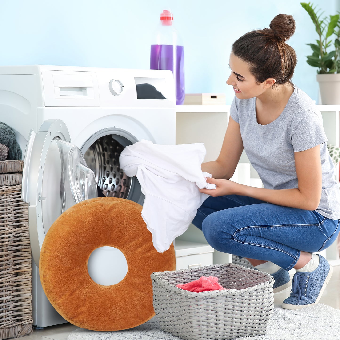 Cheer Collection Round Donut Pillow - Super Soft Microplush Doughnut Pillow and Comfy Seat Cushion for Kids and Adults