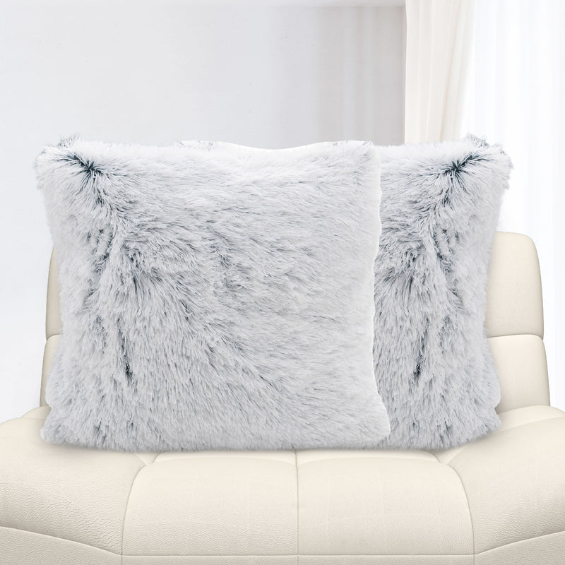 Cheer Collection Shaggy Long Hair Throw Pillows - Super Soft and Plush Faux Fur Accent Pillows - 20 x 20 inches - Set of 2