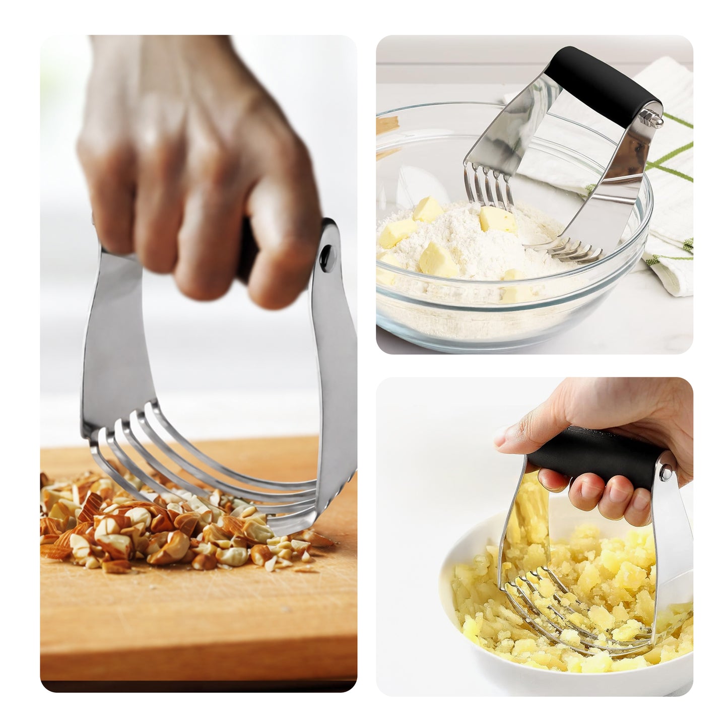 Cheer Collection Stainless Steel Dough Blender Pastry Cutter Heavy Duty Butter Mixing Tool