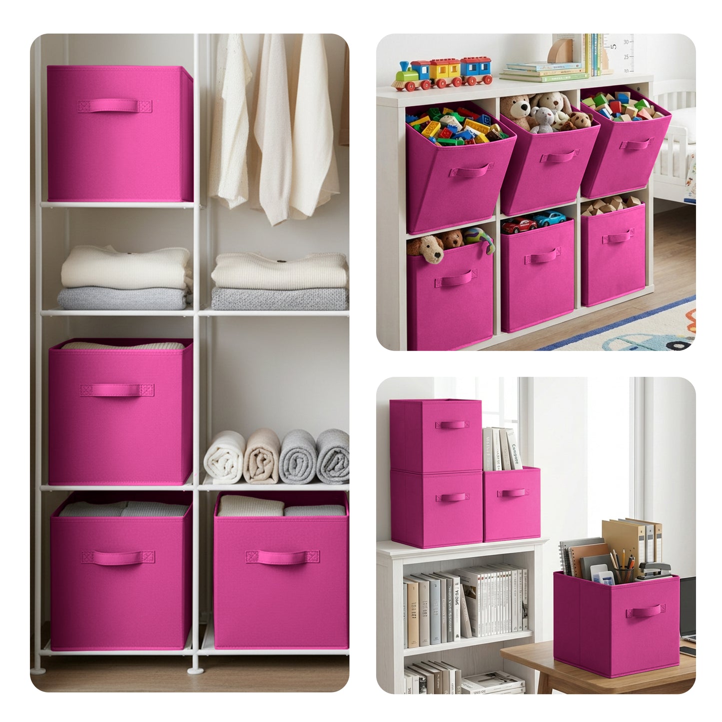 Cheer Collection Fabric Storage Cubes with Handles 6 Pack Collapsible Shelf Organizer Bins