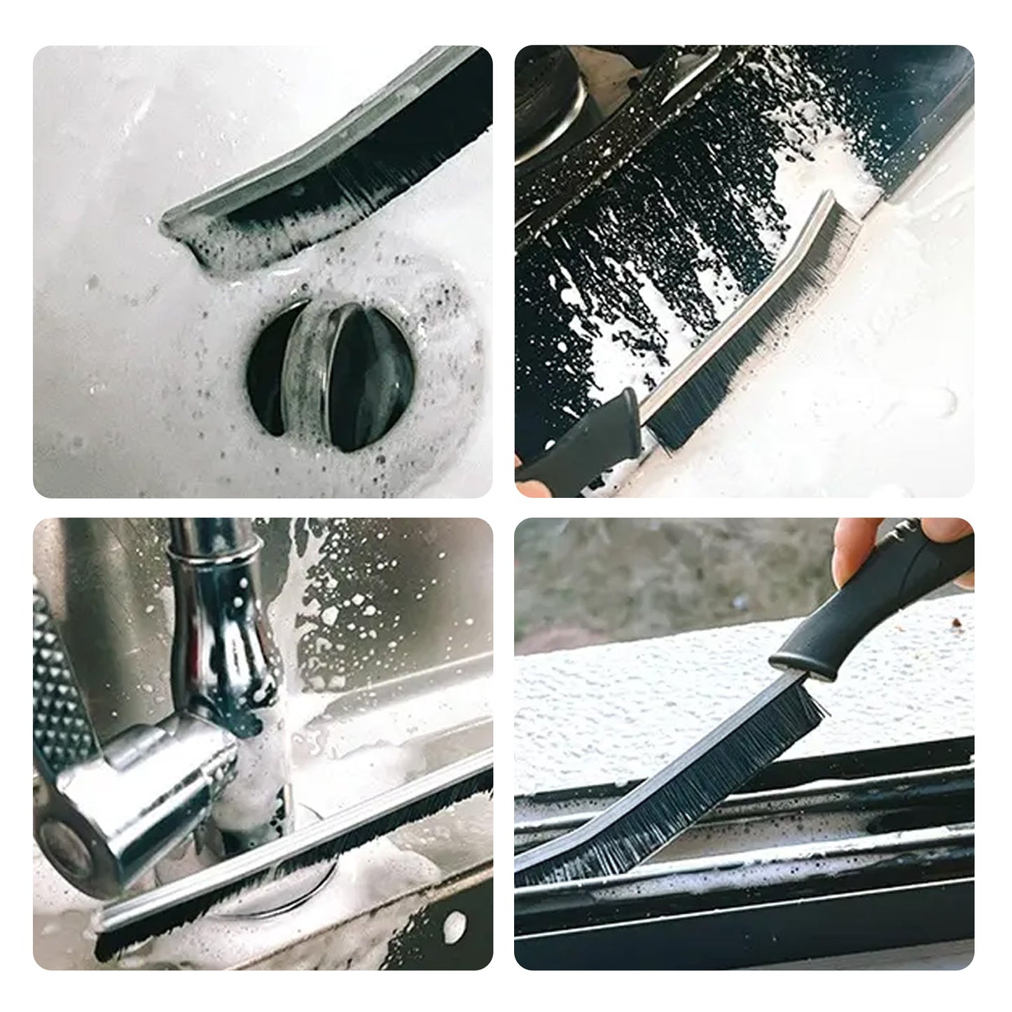 Cheer Collection Crevice Cleaning Brush 3 Pack Narrow Gap Detail Cleaning Tools