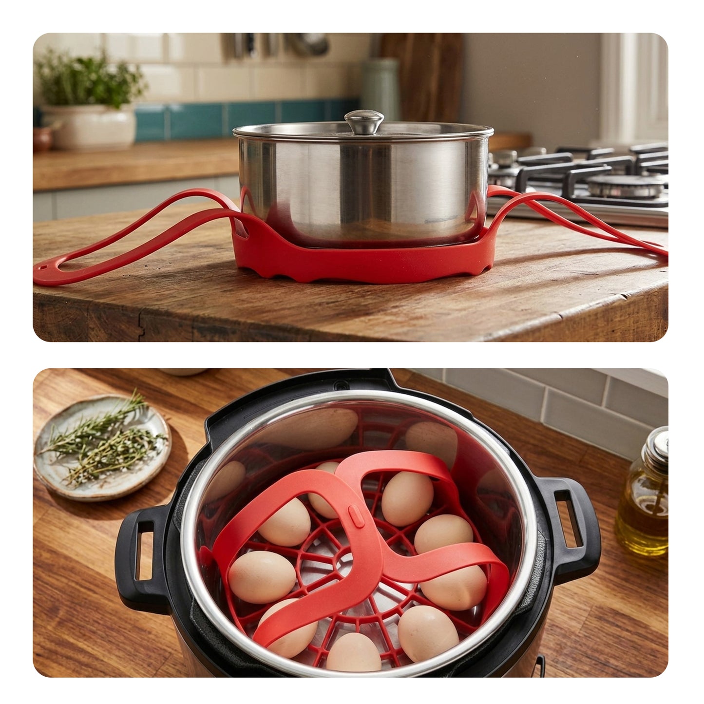 Cheer Collection Silicone Cooking Pot Lifter, Silicone Bakeware Sling for 3-Quart Pressure Cookers