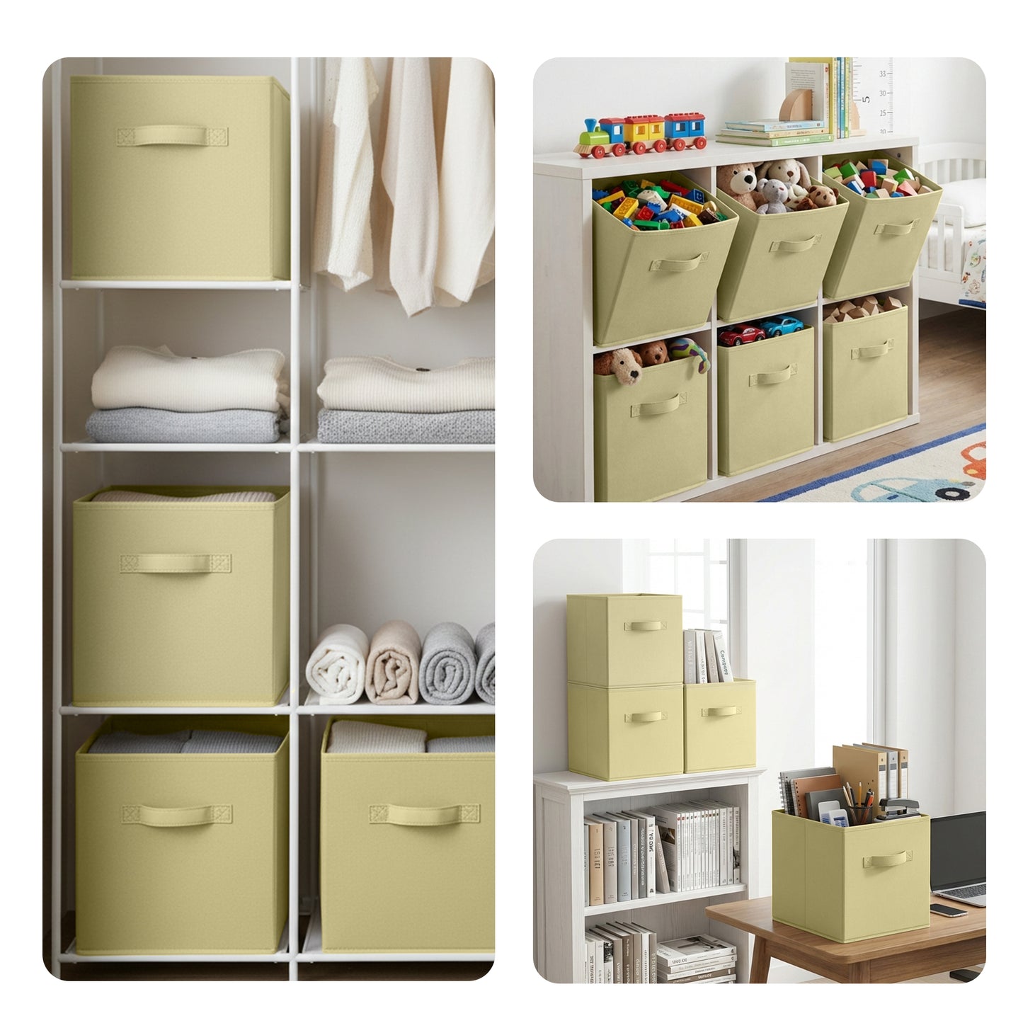 Cheer Collection Fabric Storage Cubes with Handles 6 Pack Collapsible Shelf Organizer Bins