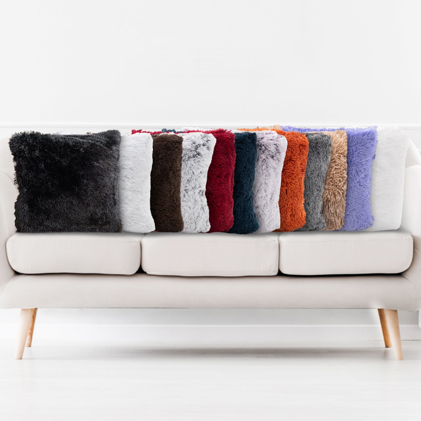 Cheer Collection Shaggy Long Hair Throw Pillows - Super Soft and Plush Faux Fur Accent Pillows - 20 x 20 inches - Set of 2