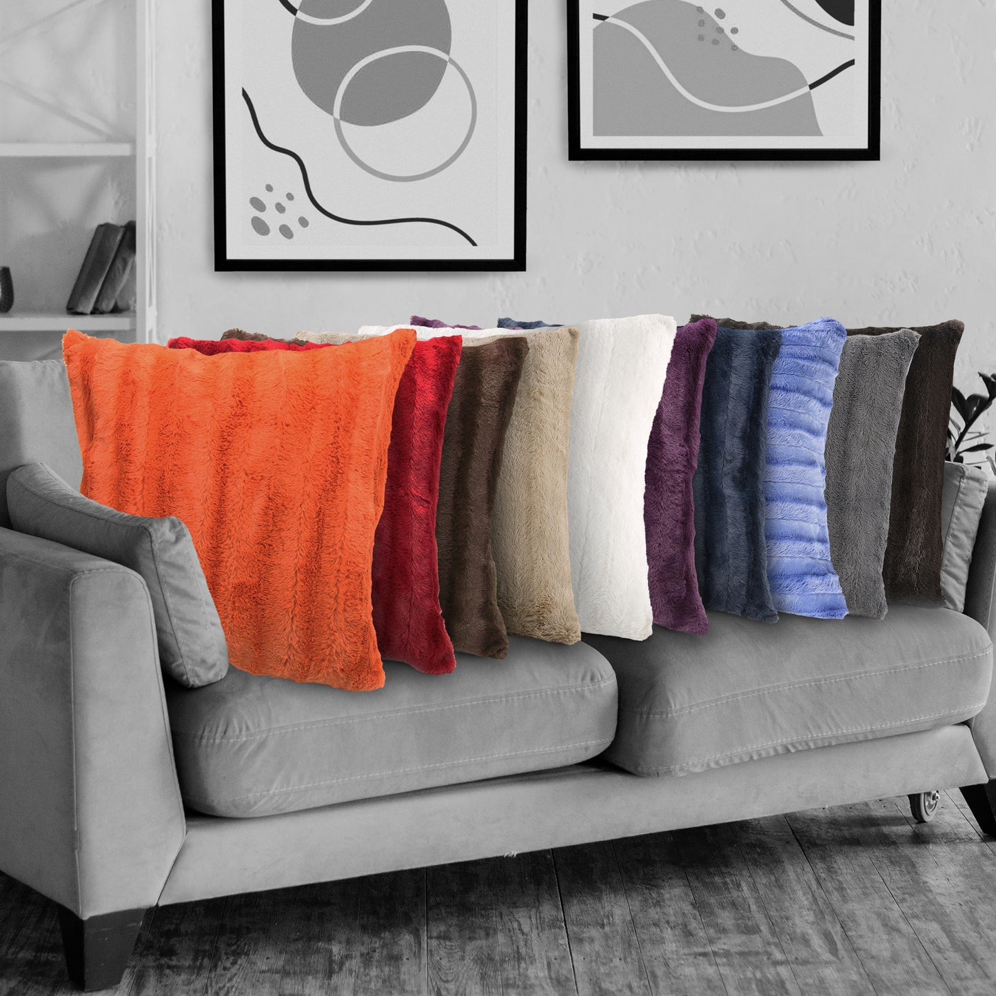 Cheer Collection Set of 2 Faux Fur Throw Pillows 22" x 22"