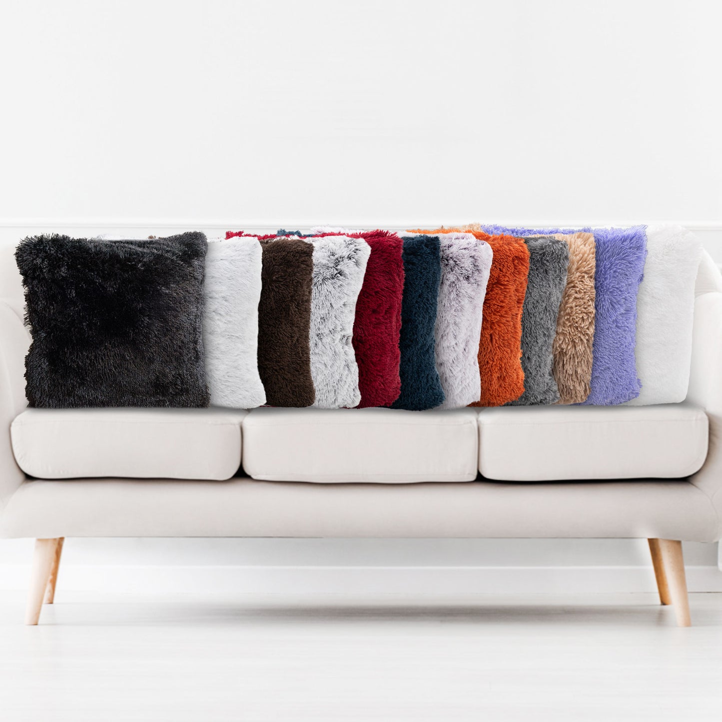 Cheer Collection Shaggy Long Hair Throw Pillows - Super Soft and Plush Faux Fur Accent Pillows - 20 x 20 inches - Set of 2