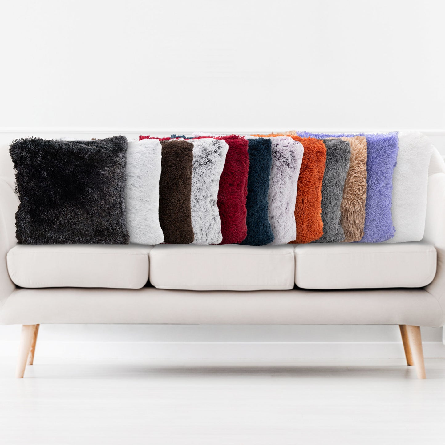 Cheer Collection Shaggy Long Hair Throw Pillows - Super Soft and Plush Faux Fur Accent Pillows - 20 x 20 inches - Set of 2