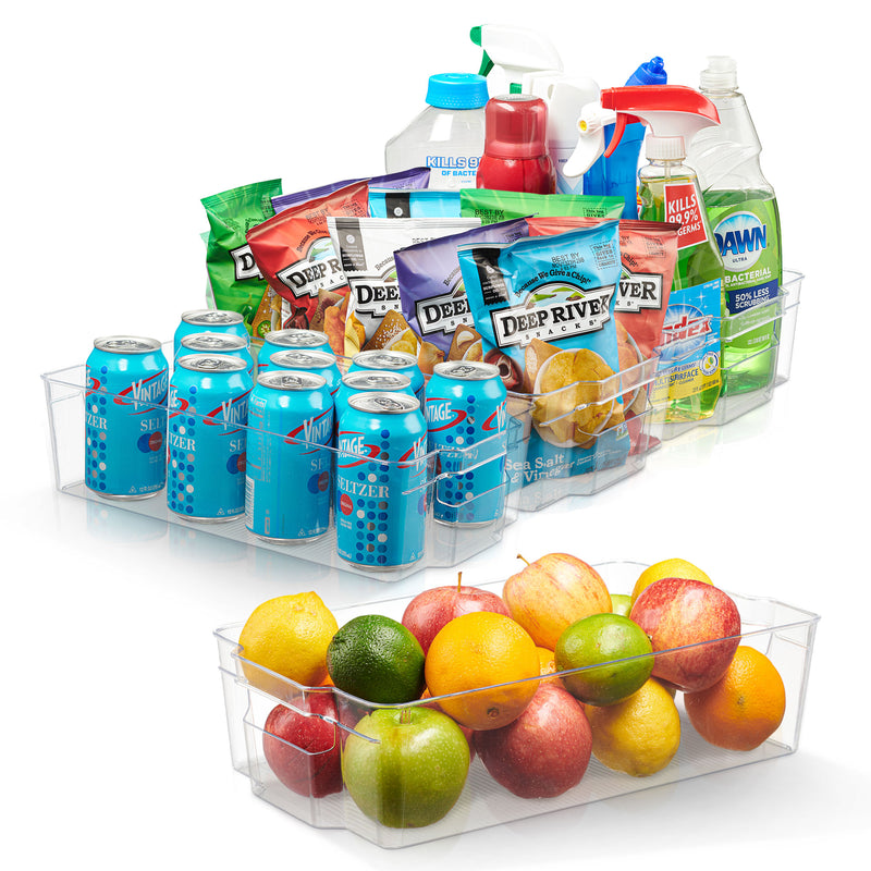 Cheer Collection Clear Refrigerator Organizer Bins - Free from BisPhenol A Transparent Storage Bins for Pantry