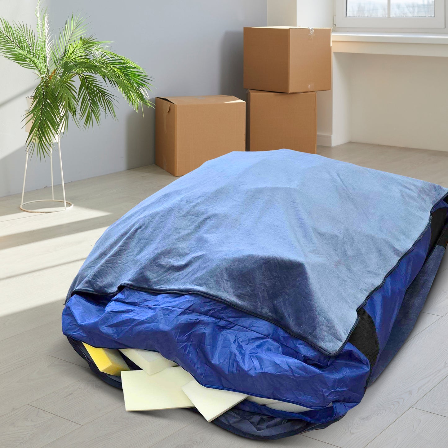 Cheer Collection Sensory Crash Pad Filled with Foam Blocks, Soft Foam Mat for Kids and Adults with Washable Cover, Giant Bean Bag with Vent Holes