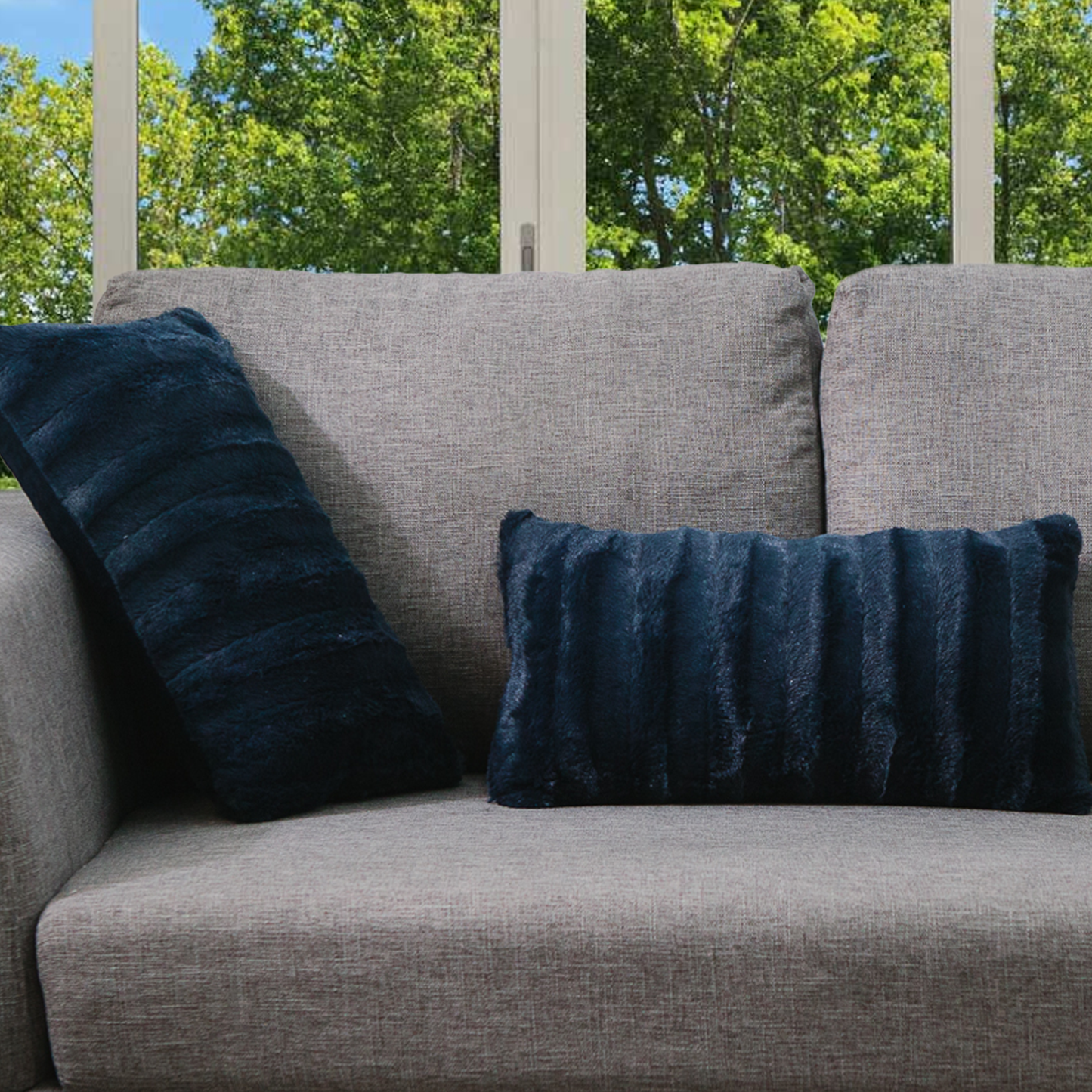 Cheer Collection Set of 2 Decorative Throw Pillows - Reversible Faux Fur to Microplush Accent Pillows by 12"x 20"