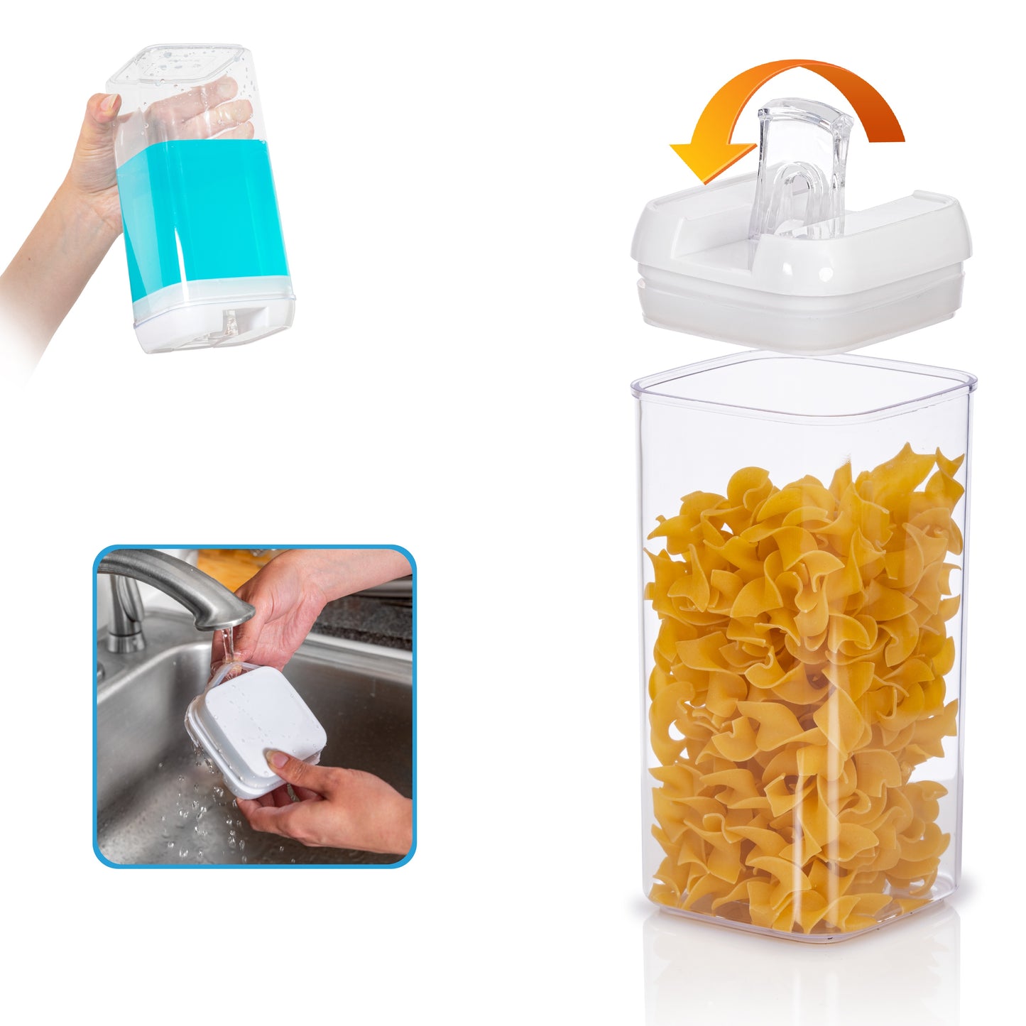 Cheer Collection Set of 7 Airtight Food Storage Containers plus Dry Erase Marker and Label - Multiple Colors Available