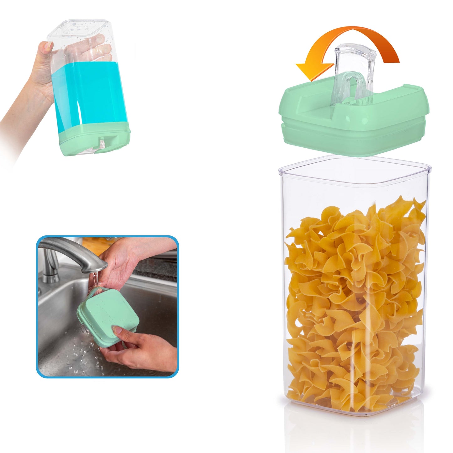 Cheer Collection Set of 7 Airtight Food Storage Containers plus Dry Erase Marker and Label - Multiple Colors Available