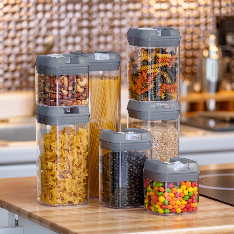 Cheer Collection Set of 7 Airtight Food Storage Containers plus Dry Erase Marker and Label - Multiple Colors Available