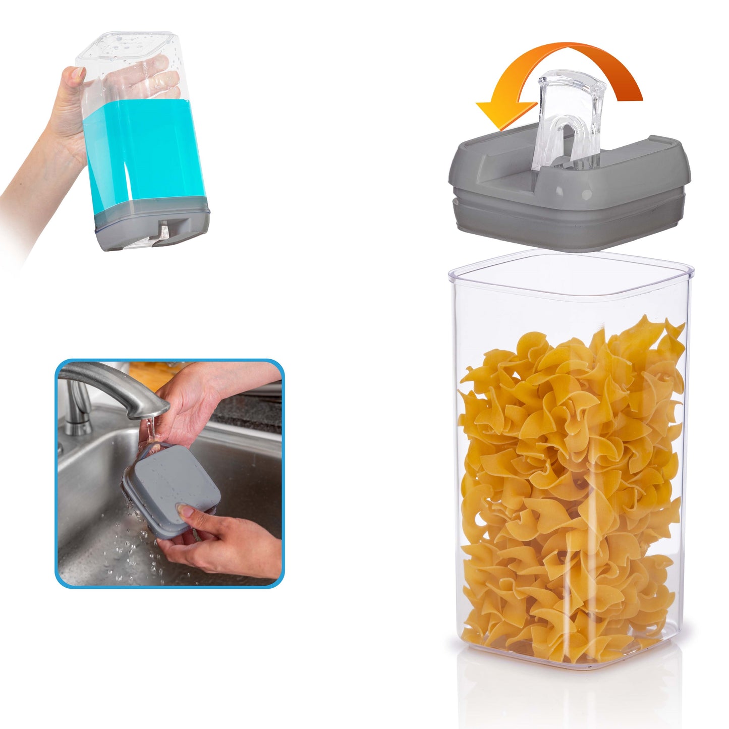 Cheer Collection Set of 7 Airtight Food Storage Containers plus Dry Erase Marker and Label - Multiple Colors Available