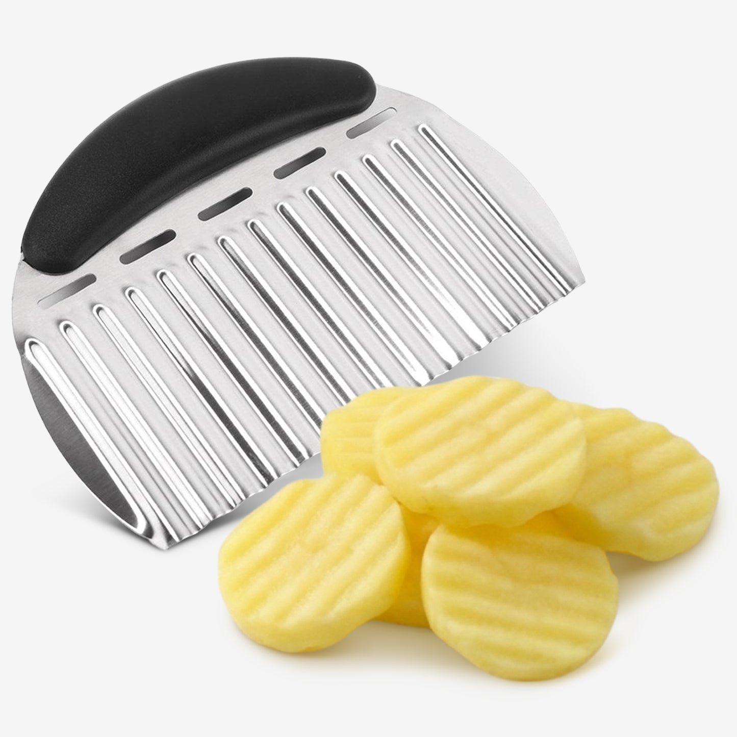 Cheer Collection Stainless Steel Crinkle Cutter for Wavy Fries and Vegetable Slicing