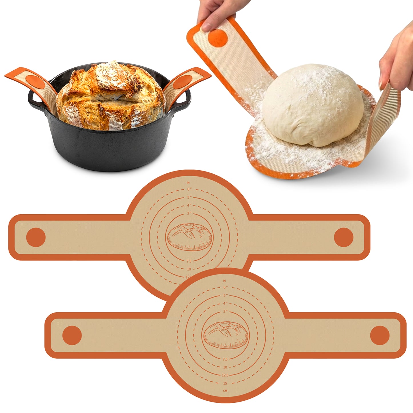 Cheer Collection Reusable Silicone Sourdough Baking Sling Set of 2