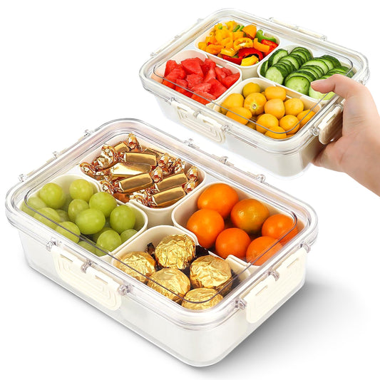 Cheer Collection 4 Compartment Airtight Food Storage Container with Nested Snack Boxes