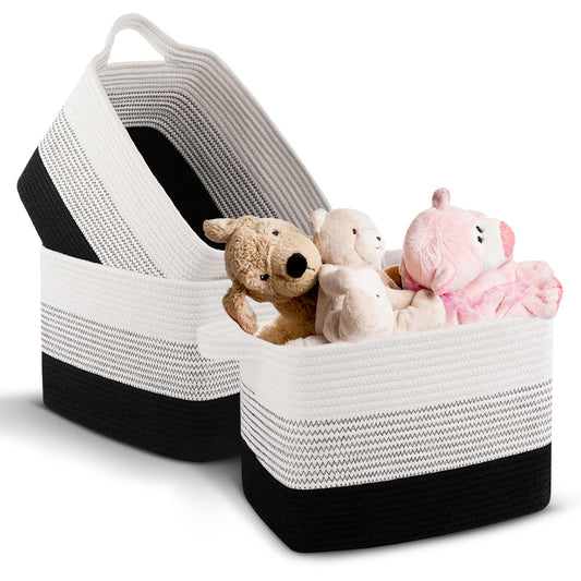 Cheer Collection 3-Pack Cotton Rope Storage Baskets – Soft, Durable & Foldable for Home Organization