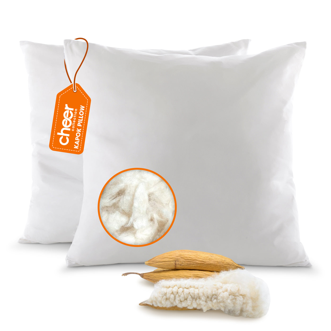 Picture of Cheer Collection Set of 2 Natural Kapok Fiber Throw Pillows