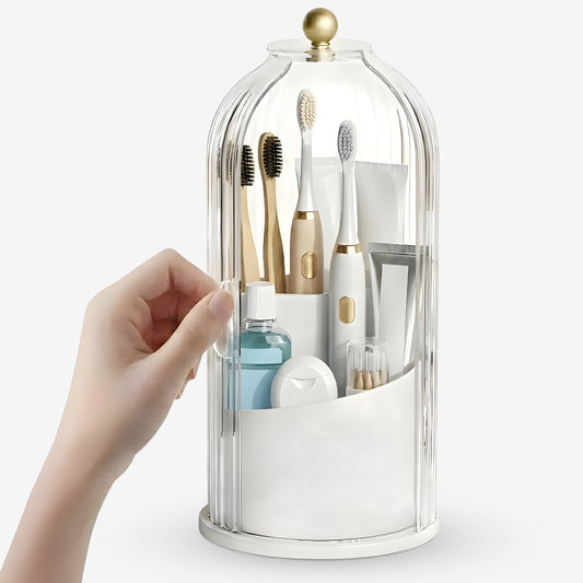 Cheer Collection Rotating Covered Toothbrush & Bathroom Counter Organizer
