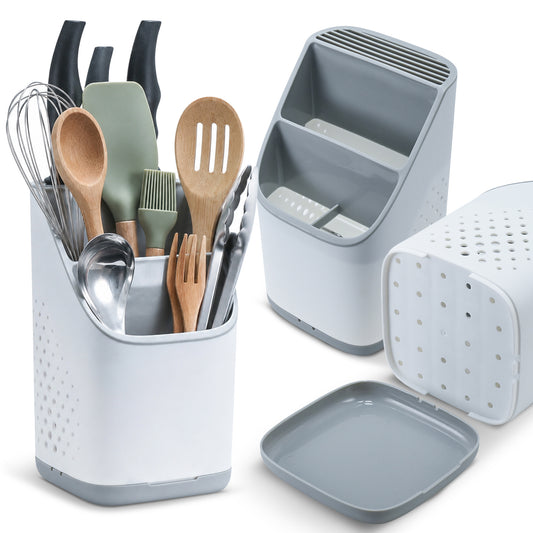 Cheer Collection Utensil Organizer Caddy and Drying Rack with Drip Tray