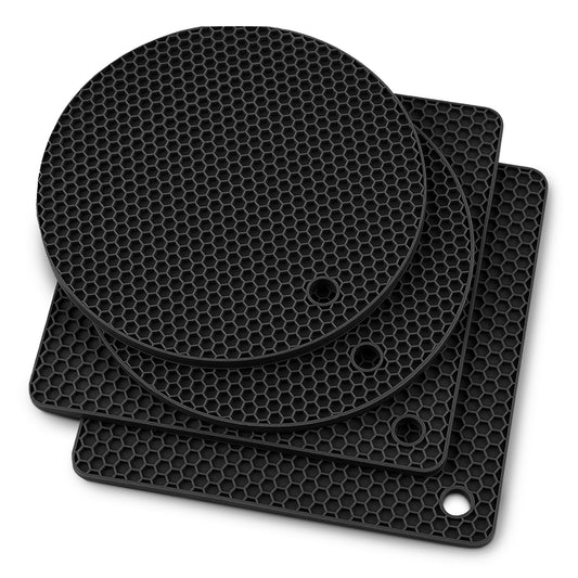 Cheer Collection Silicone Trivets Four Pack Premium Heat Resistant Kitchen Mats