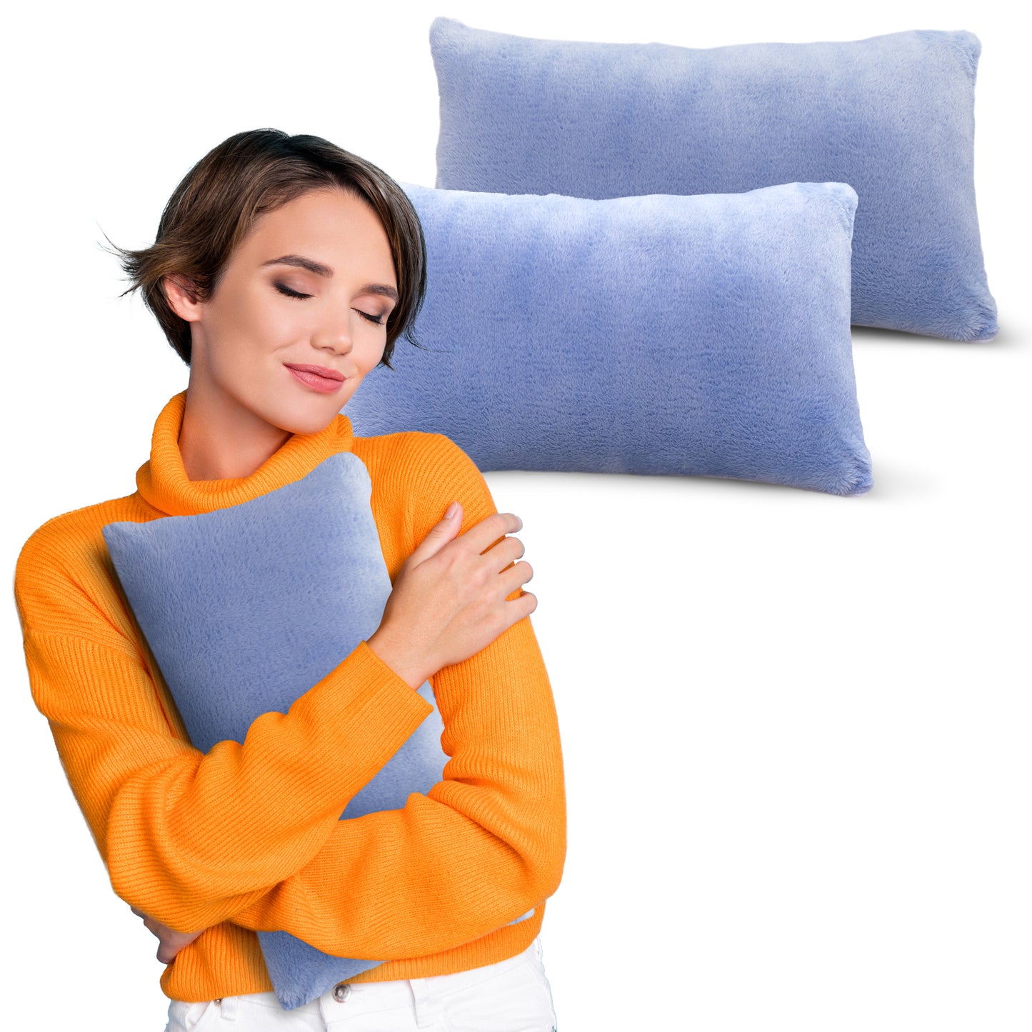 Cheer Collection Microsherpa Throw Pillow Ultra Soft and Fluffy, Elegant Home Decor, Velvet Stylish Accent Pillows - Set of 2