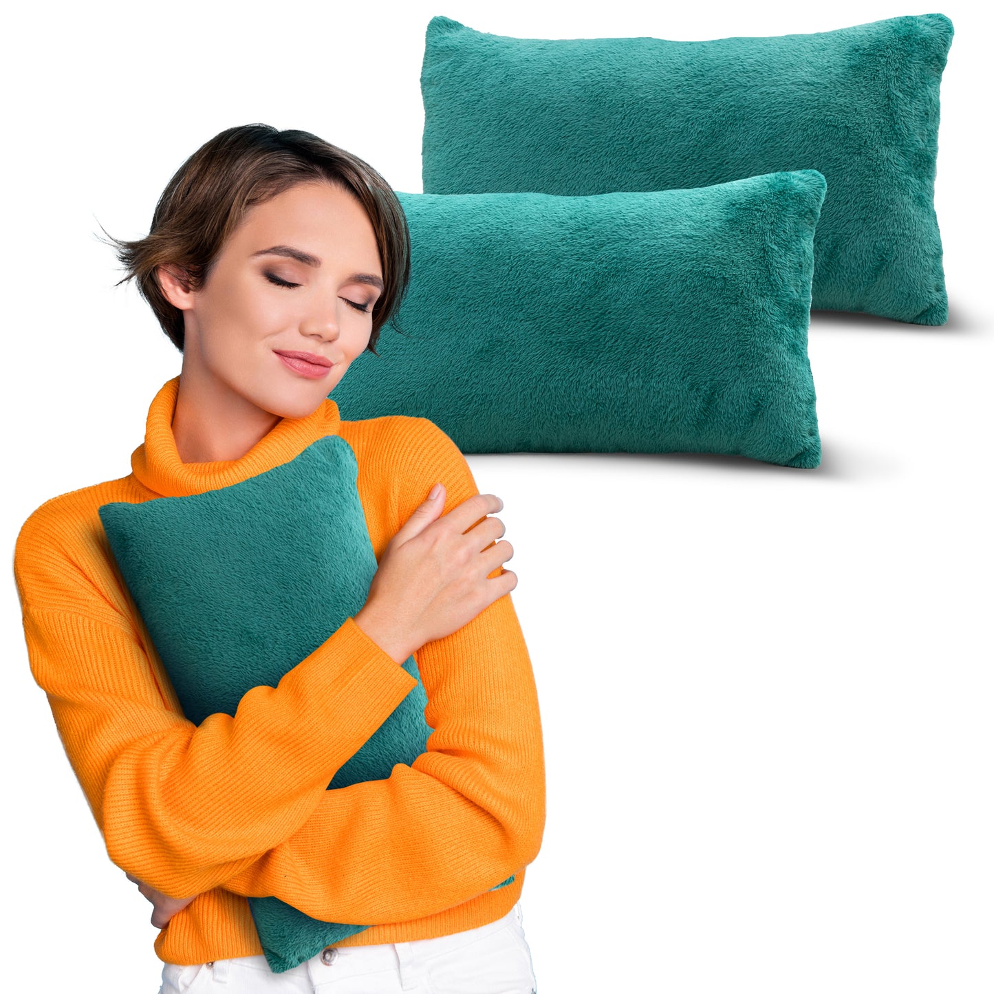 Cheer Collection Microsherpa Throw Pillow Ultra Soft and Fluffy, Elegant Home Decor, Velvet Stylish Accent Pillows - Set of 2