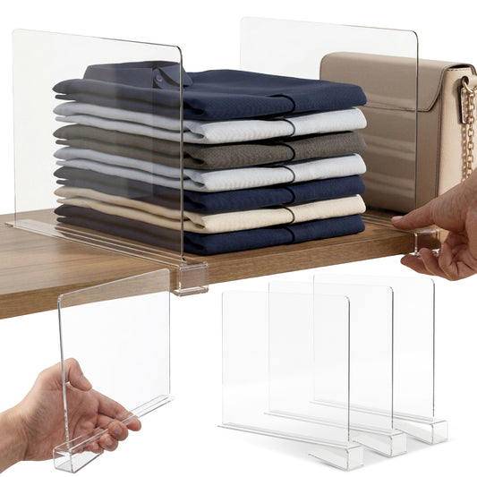 Cheer Collection Clear Shelf Dividers for Organized Closets & Shelves, Set of 6