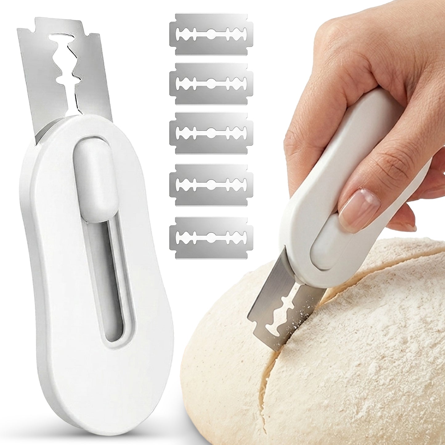 Cheer Collection Retractable Bread Scoring Tool with Magnetic Storage & Replacement Blades