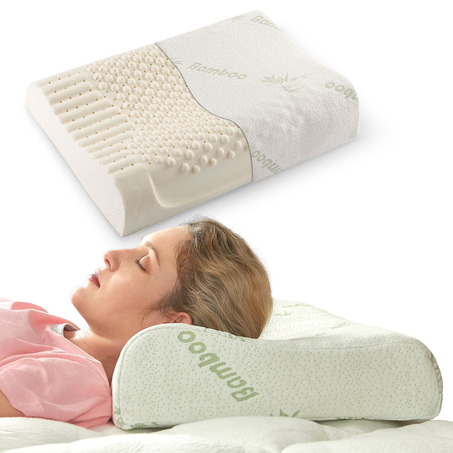 Cheer Collection Contoured Latex Memory Foam Pillow