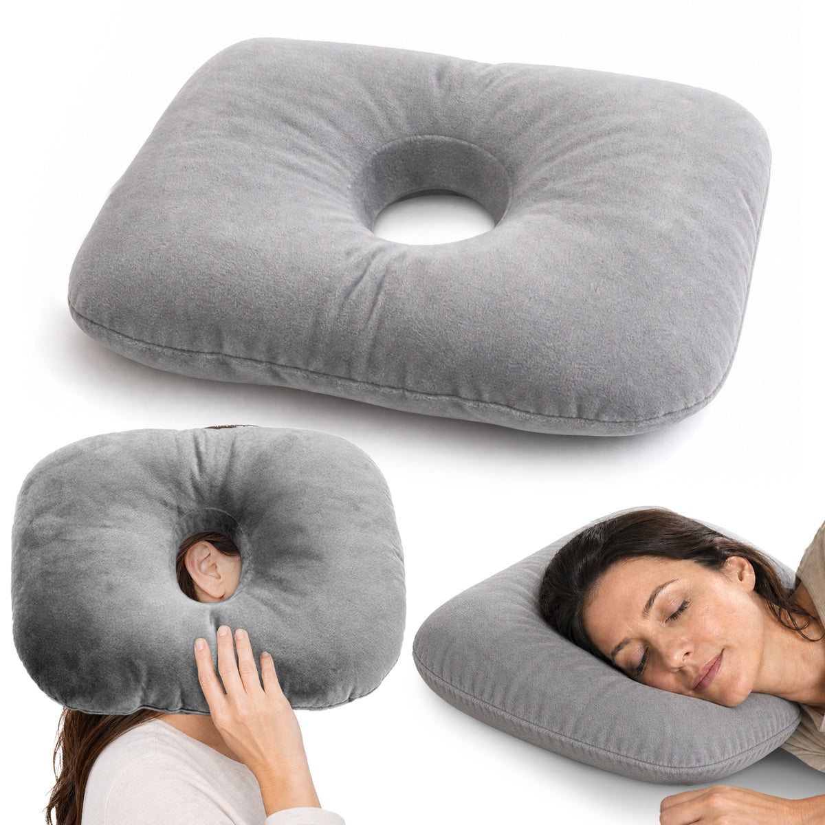 Cheer Collection Ear Pillow for Side Sleepers with Center Ear Opening