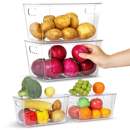 Cheer Collection Clear Stackable Storage Bins with Lids for Home Organization, Trash Bags & Pantry Storage, Set of 2