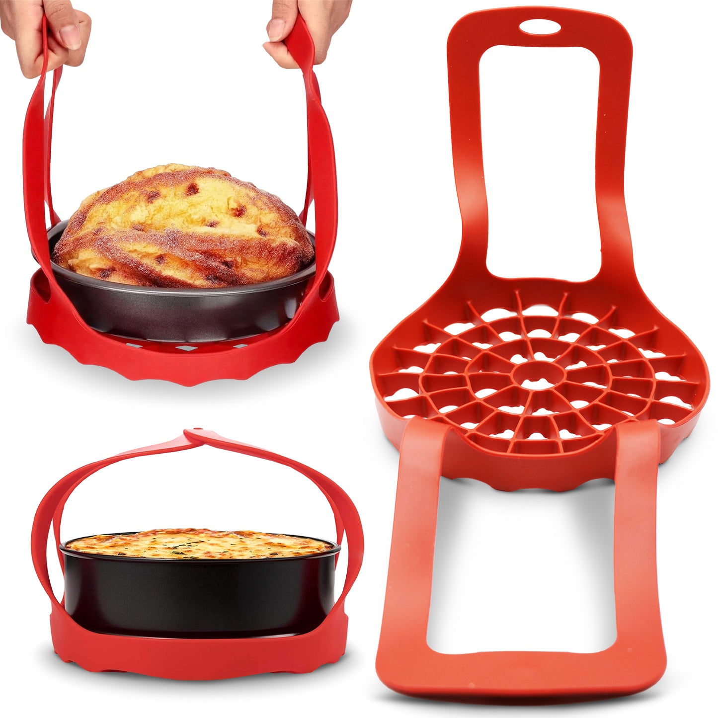 Cheer Collection Silicone Cooking Pot Lifter, Silicone Bakeware Sling for 3-Quart Pressure Cookers