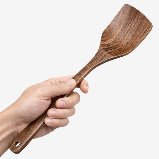 Cheer Collection Teak Wood Cooking Spatula for Nonstick Cookware with Smooth Finish