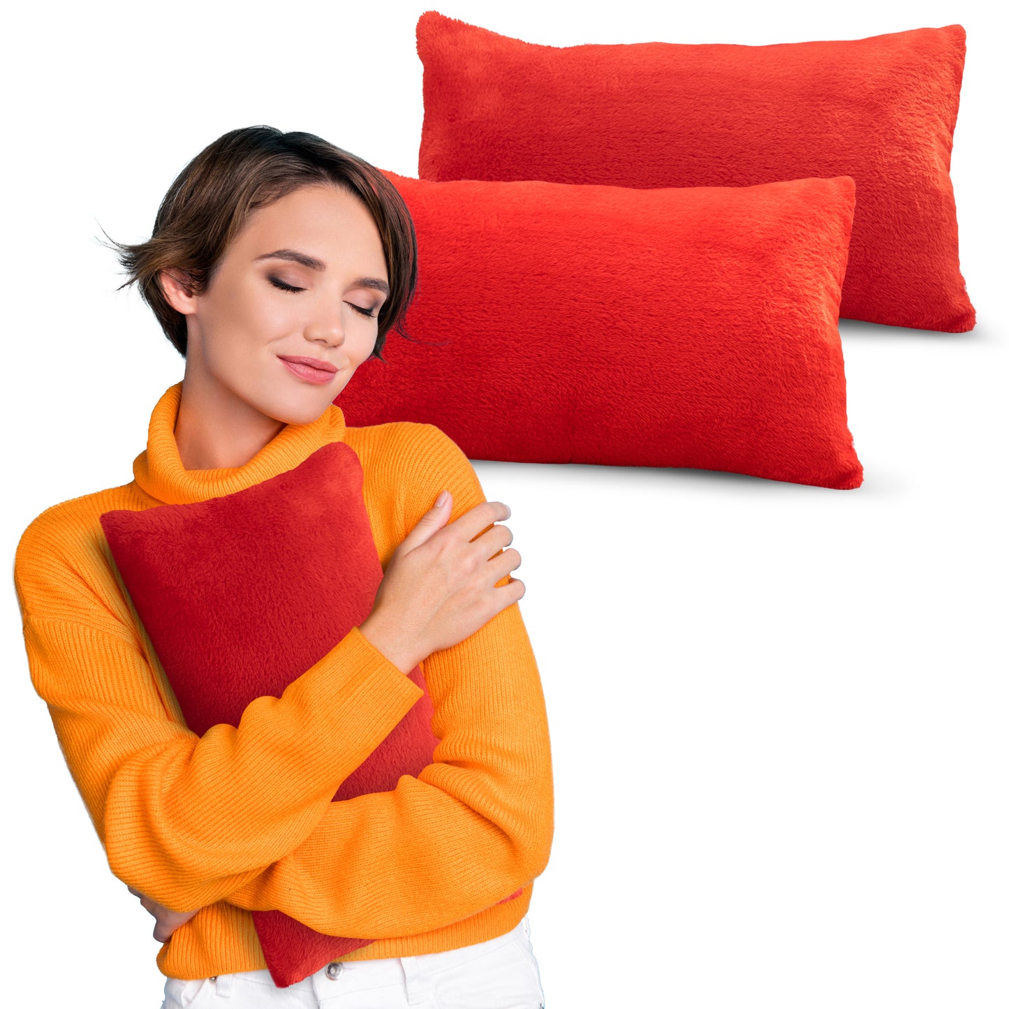 Cheer Collection Microsherpa Throw Pillow Ultra Soft and Fluffy, Elegant Home Decor, Velvet Stylish Accent Pillows - Set of 2