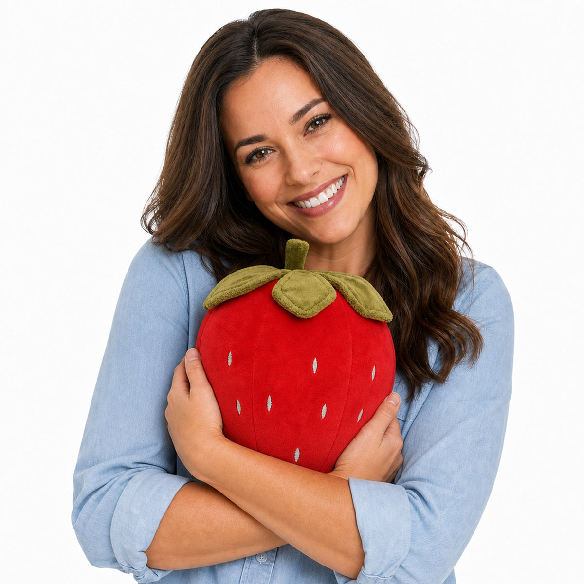 Cheer Collection Strawberry Shaped Plush Throw Pillow with Ultra Soft Huggable Cushioning for Cozy Home Decor