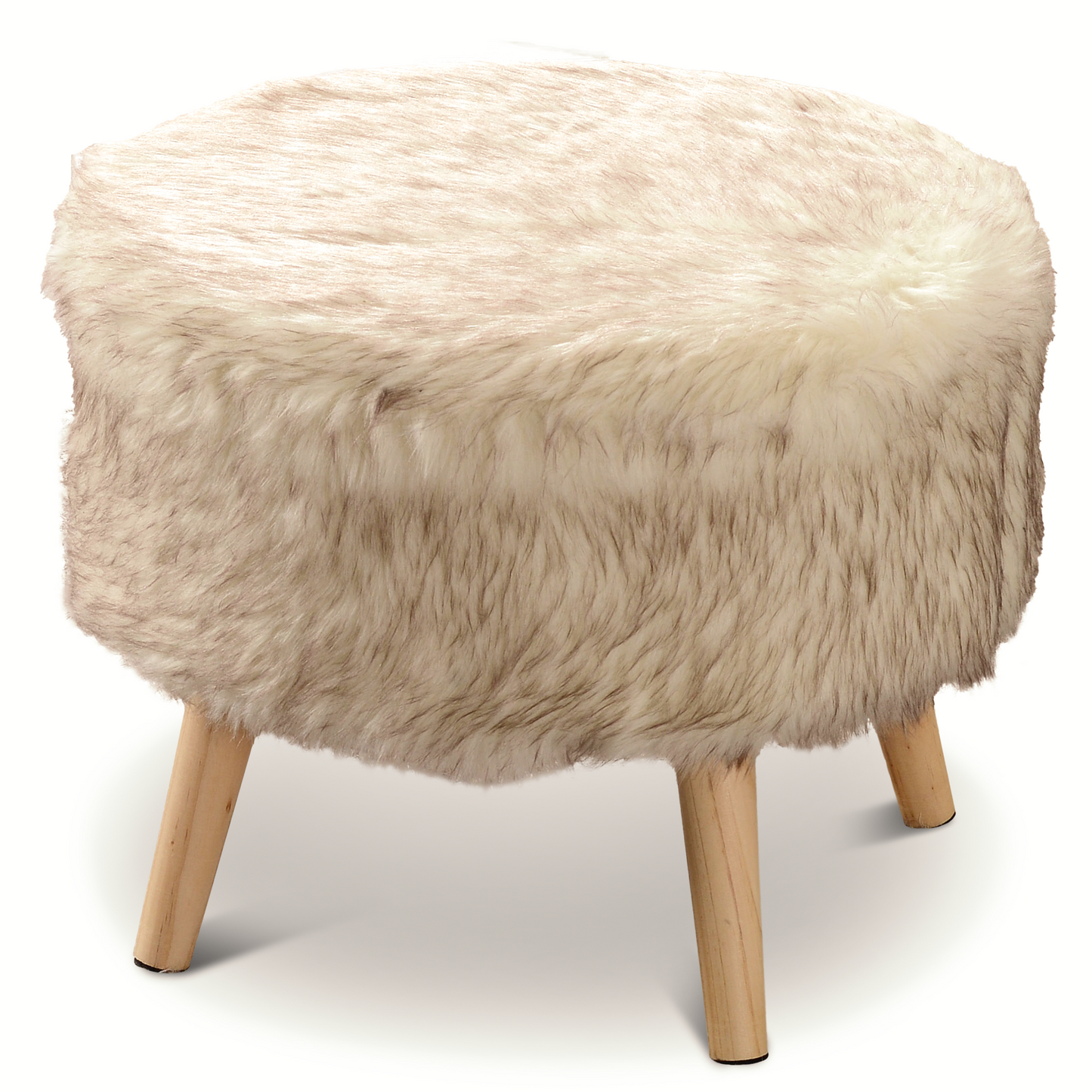 Cheer Collection Faux Fur Wood Leg Stool
