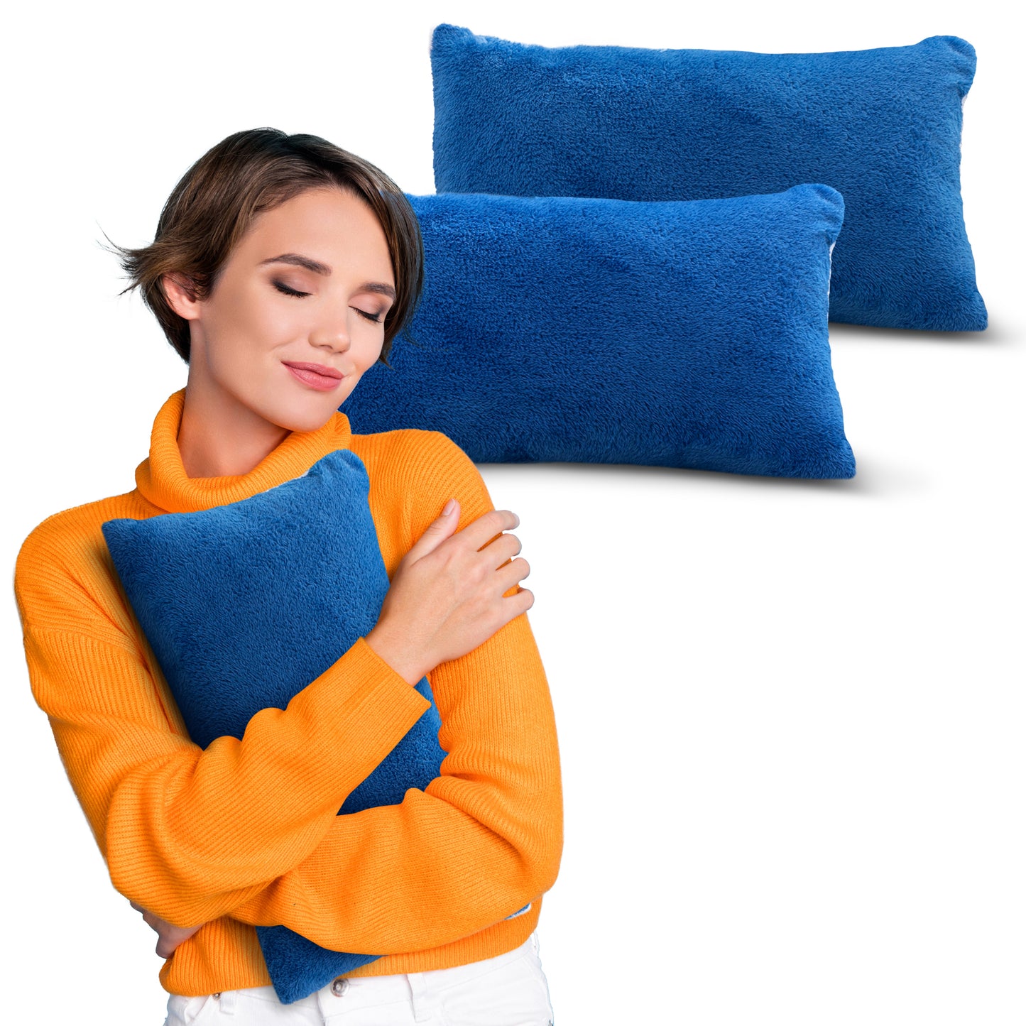 Cheer Collection Microsherpa Throw Pillow Ultra Soft and Fluffy, Elegant Home Decor, Velvet Stylish Accent Pillows - Set of 2