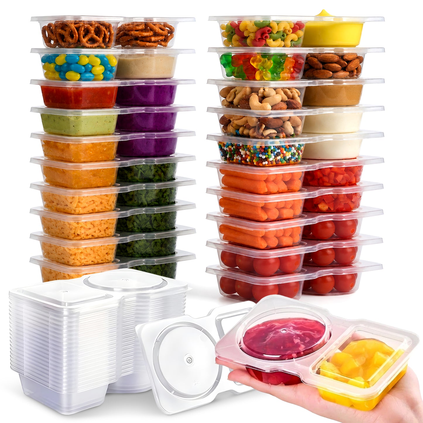 Cheer Collection BPA-Free Reusable Food Storage Containers with Dual Compartments and Lids